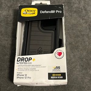 Black Otterbox IPhone 12 and 12 Pro case with side clip